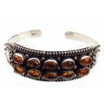 Tibetan Amber Sterling Silver Bracelet